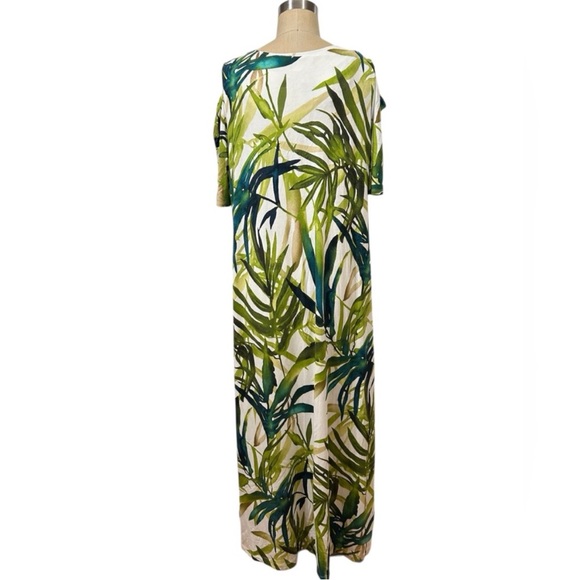 CHICO'S Women’s Tropical Leaf Print Maxi Dress size 3 resort summertime travel - Picture 2 of 10